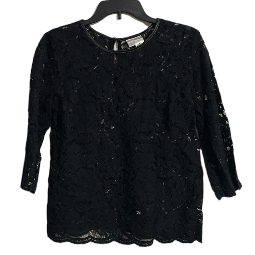 Bisou Bisou Sheer Black Lace Blouse